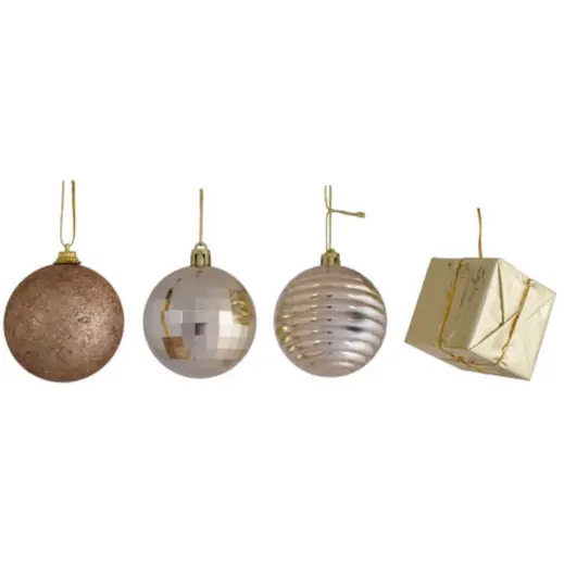 Gold Christmas Baubles & Gift Box Set - Balls